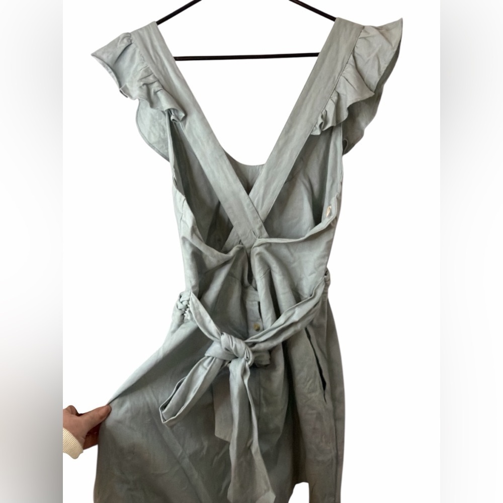 Free People Llara Mini Dress Ruffle Cross Back Sleeveless Large L NWT - Picture 3 of 6